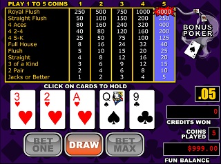 Bonus Poker Video Poker Online